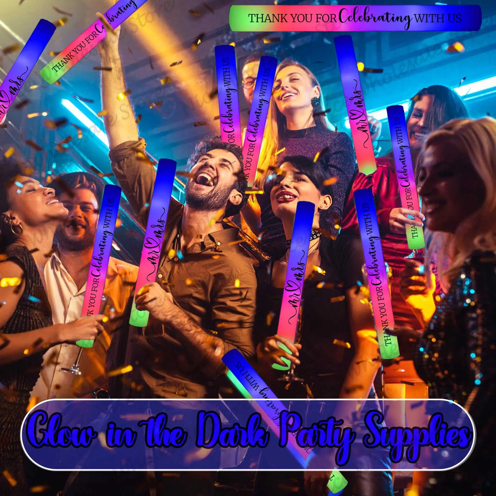 Flashing Led Foam Sticks Party - Toplu LED Işıklı Çubuklar 100-30 Adet