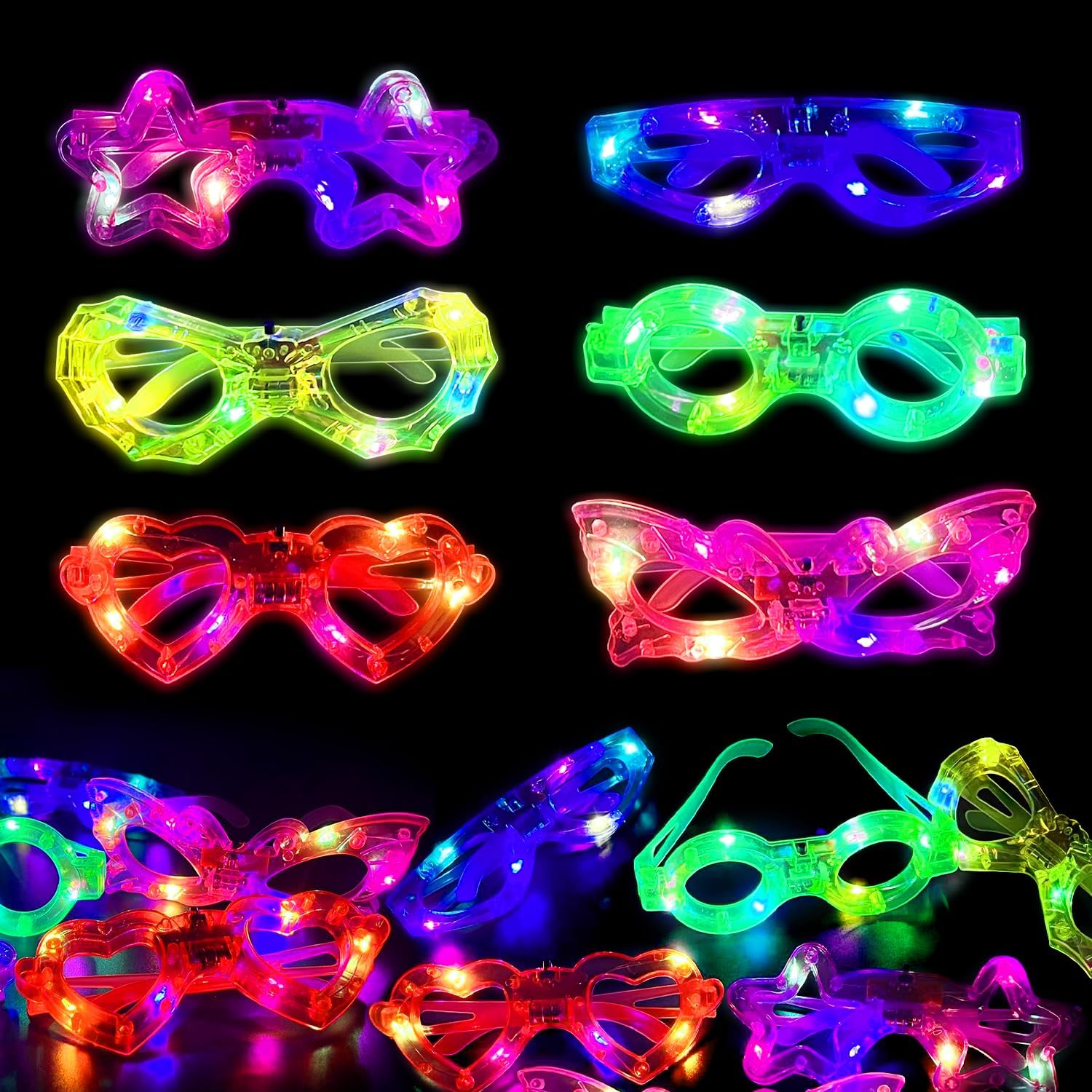 12 adet LED Işıklı Gözlük, Kar - Glow In The Dark Party Glasses incelemesi ve fiyatı