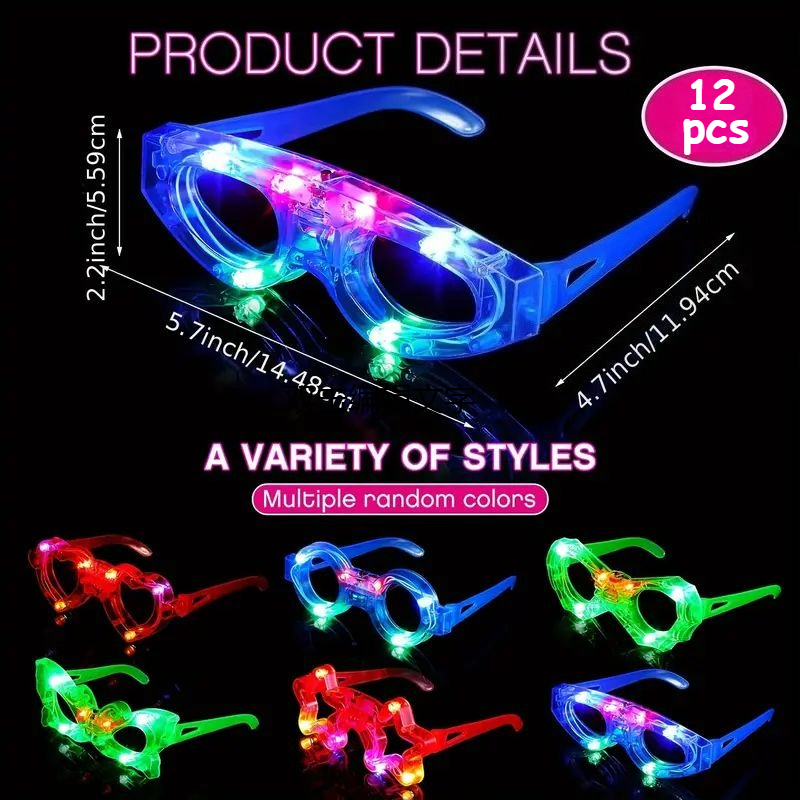 12 adet LED Işıklı Gözlük, Kar - Glow In The Dark Party Glasses incelemesi ve fiyatı